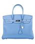Birkin 35 Clemence Leather in Blue Paradise, front view
